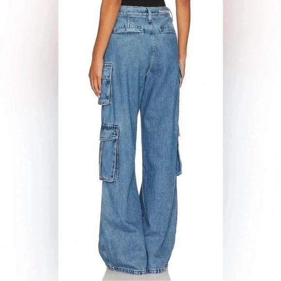 Favorite Daughter the Carly Cargo Jeans Highway High Rise Wide Leg 31 Cotton - Picture 3 of 14